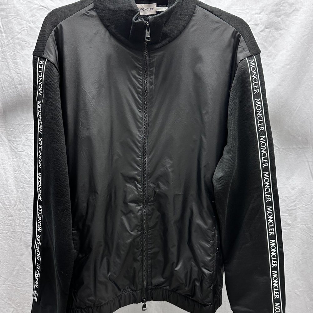 NEW Moncler Logo Tape Cotton Jersey Track Jacket Large - Picture 4 of 9